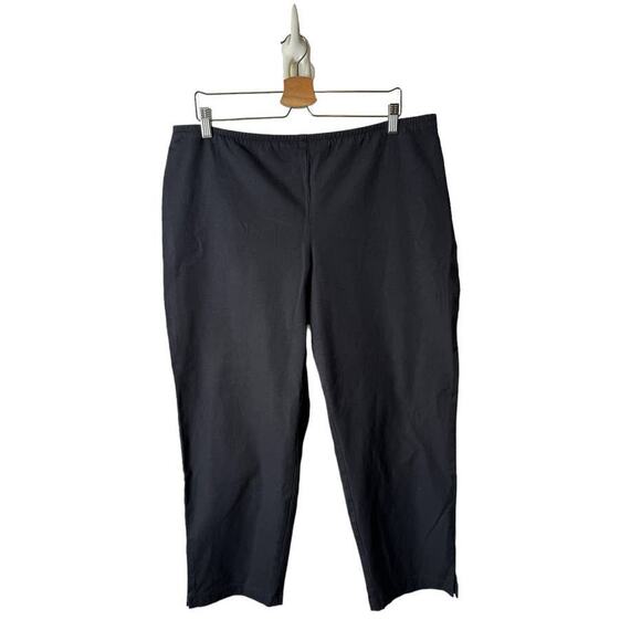 Eileen Fisher Plus 1X Gray Side Zip Organic Stretch Cotton Slim Ankle Pant (A) - Picture 1 of 9